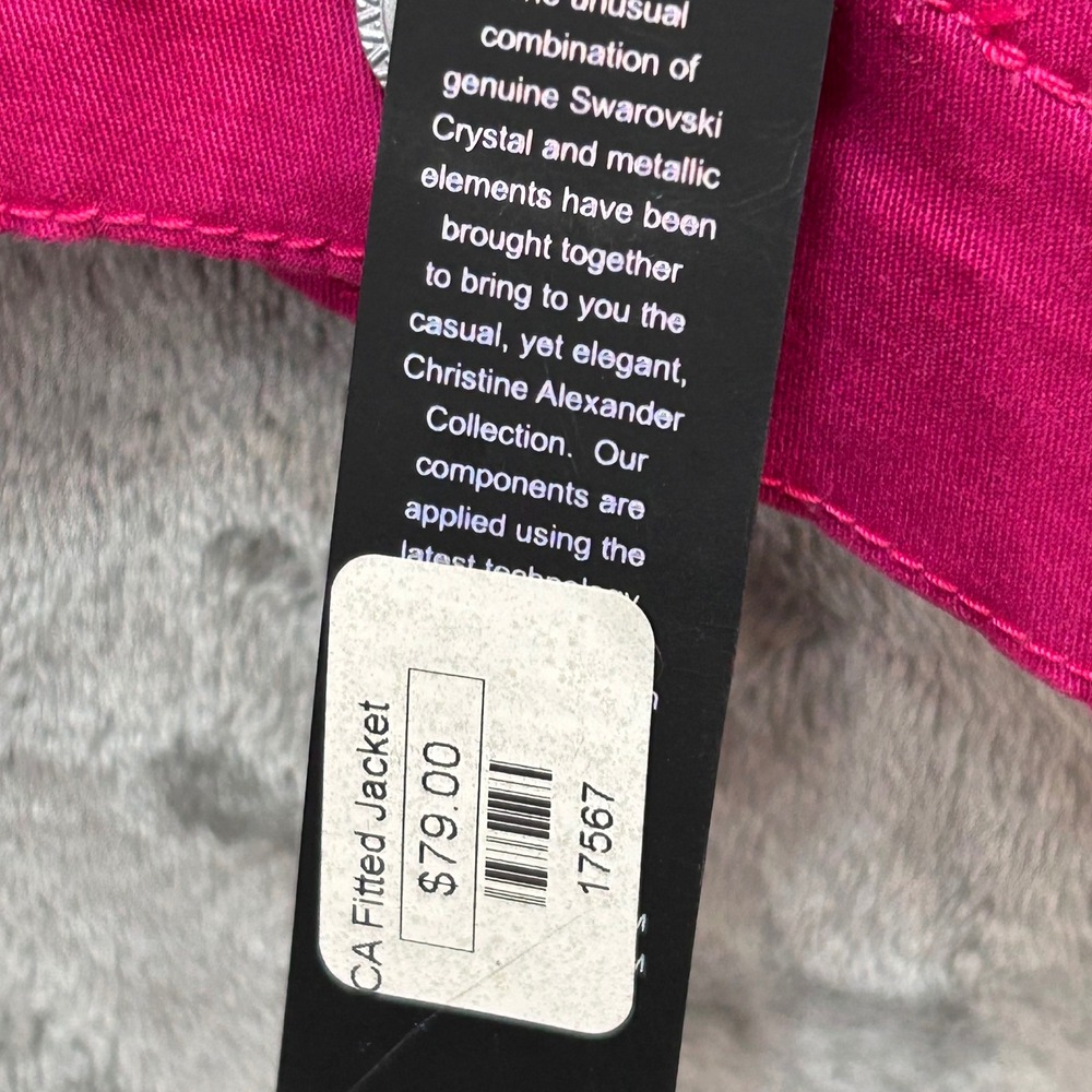 Christine Alexander Fuchsia Swarovski Crystal Embellished Denim Jacket XXL New - Picture 11 of 13